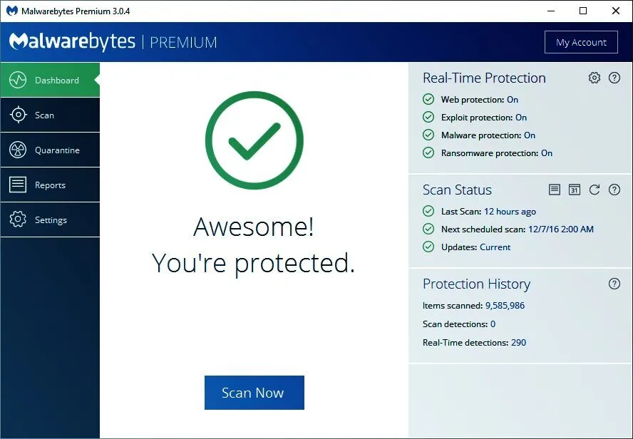 Malwarebytes Dashboard