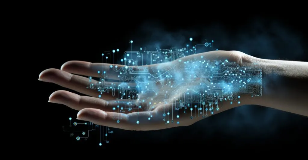 Data Backup Hand Emerging From Digital Cloud