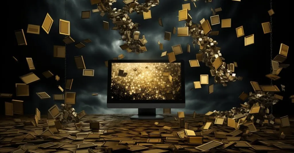 Data Loss Digital Files Floating Away Like Puzzle Pieces