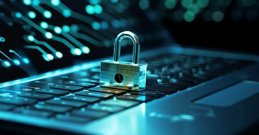 Laptop With A Locked Padlock Symbol
