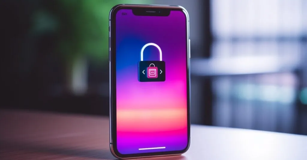Smartphone With Locked Padlock, Instagram Logo In Focus