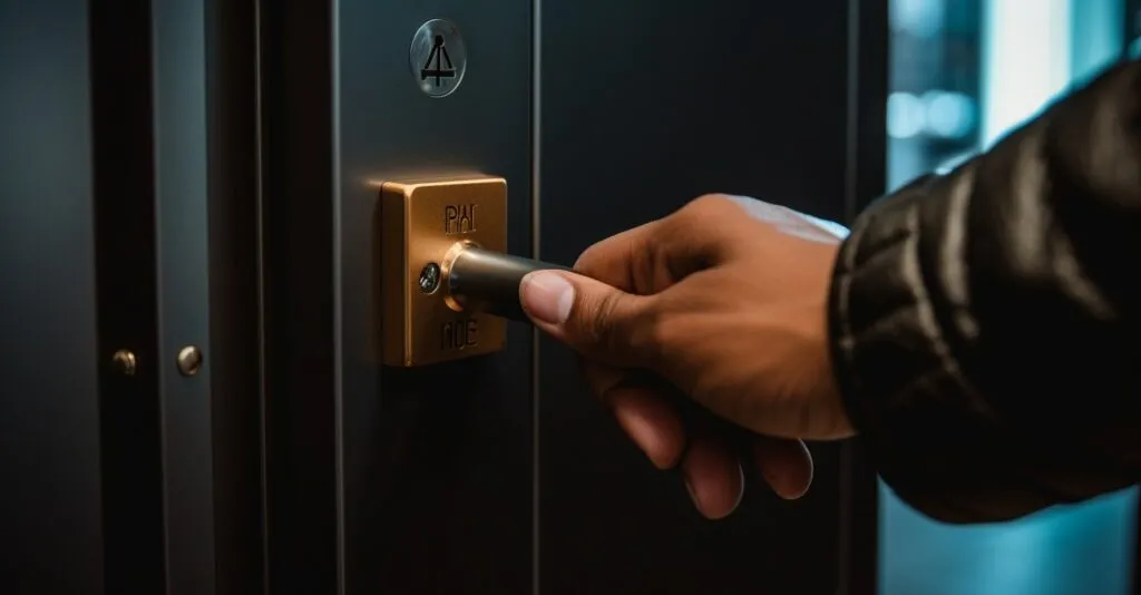 Hand Reaching Towards A Digital Lock