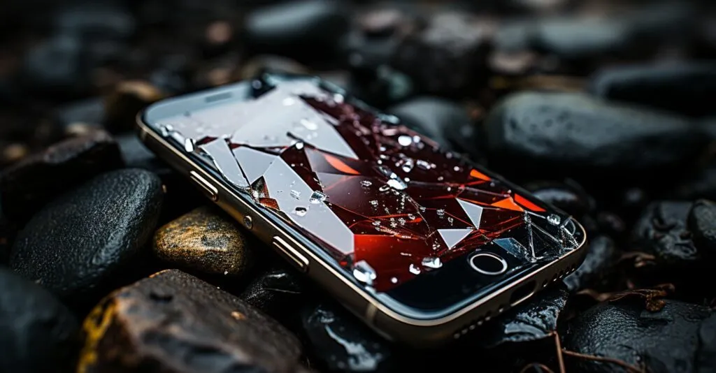 Broken Iphone With Shattered Screen