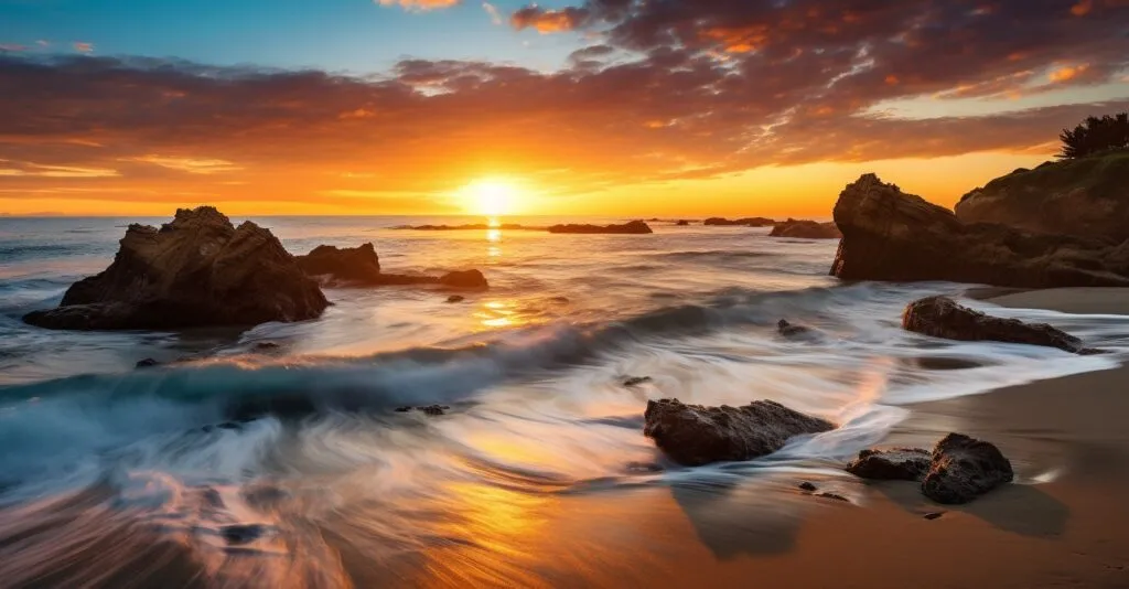 California Beach At Sunset