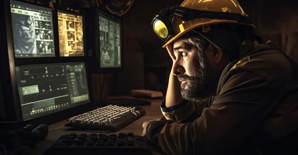 Cryptocurrency Mining Farm With Rows Of Computers