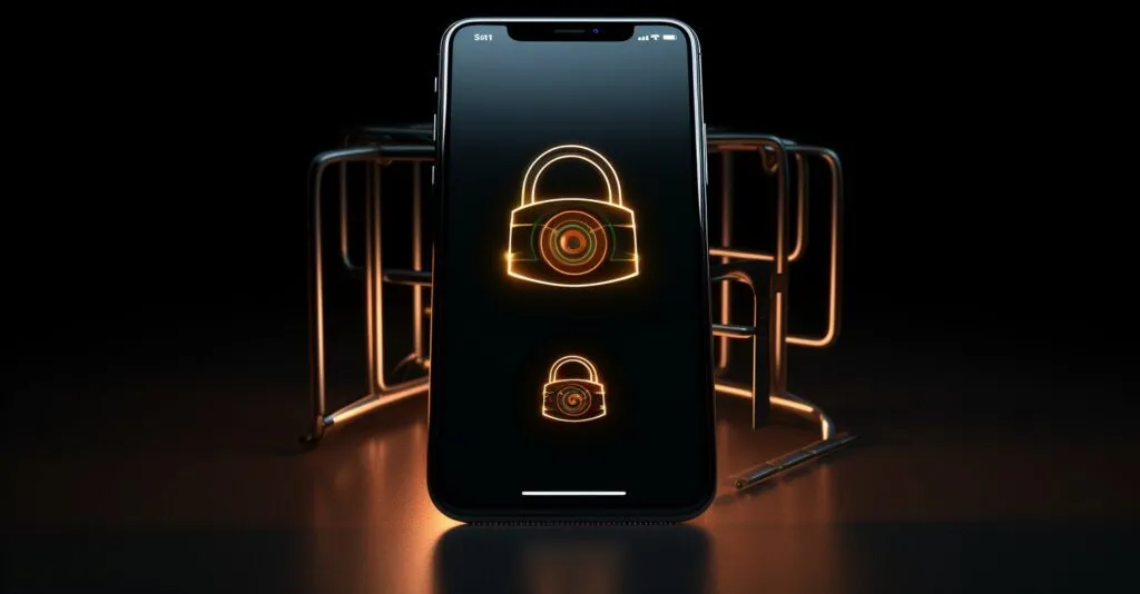 Iphone With Wi Fi Signal And Padlock