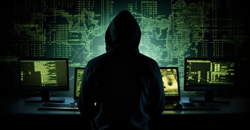 Identity Theft Concept With A Hacker In A Hoodie