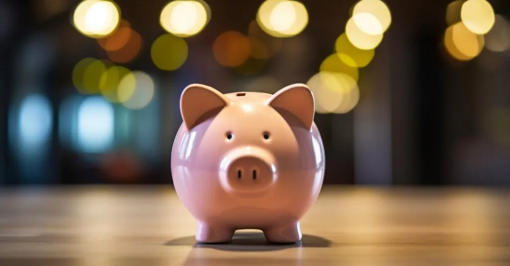 Piggy Bank In Modern Bank Interior