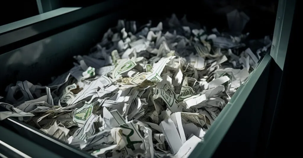 Shredded Documents In A Secure Bin