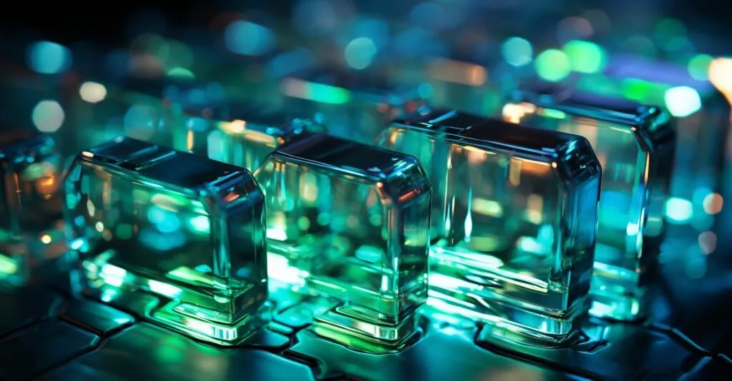 Blockchain Structure Resembling An Intricate Crystal