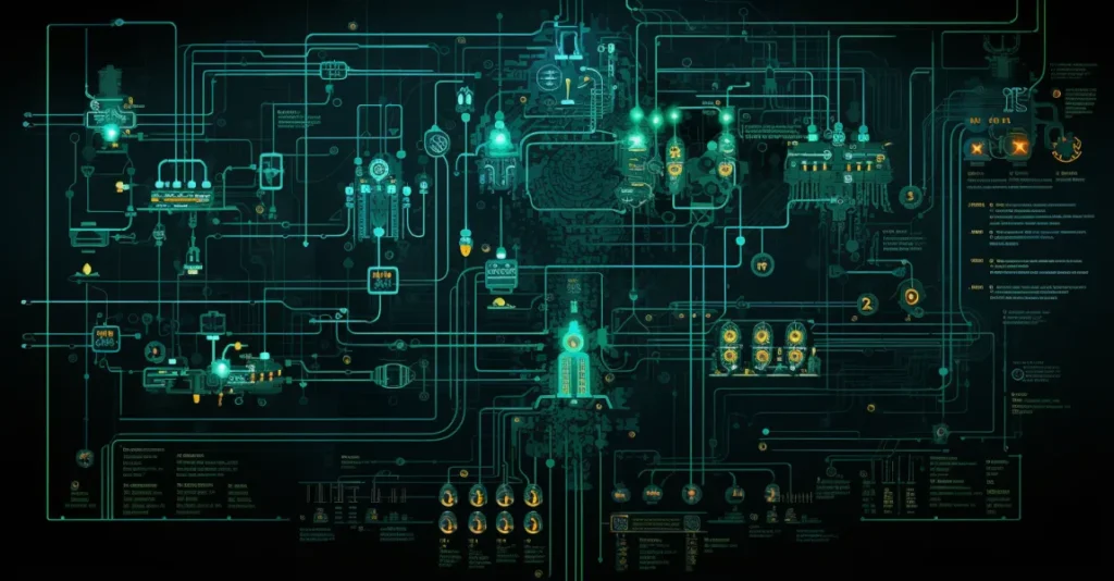 Intricate Cybersecurity Network Diagram