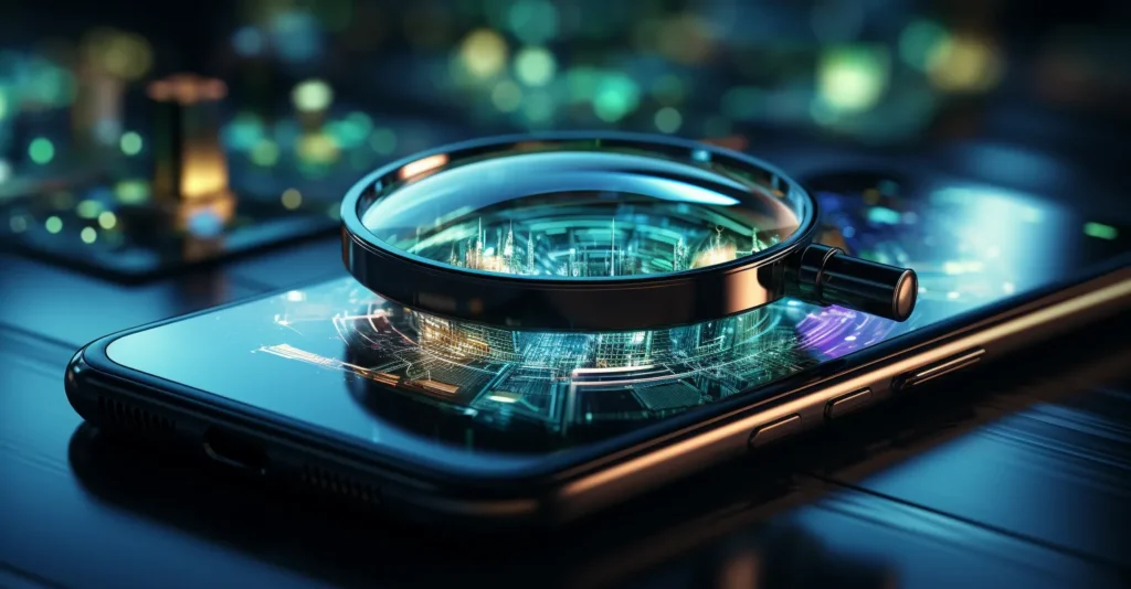 Smartphone With Magnifying Glass
