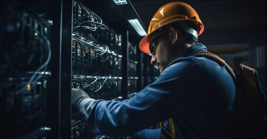Technician Performing Server Maintenance