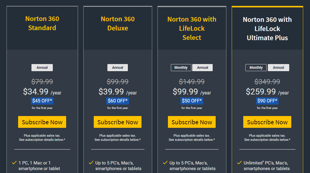 norton 360 standard vs mcafee total protection