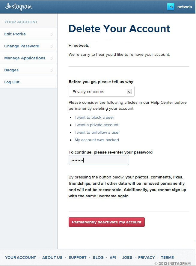 How To Delete Instagram Account
