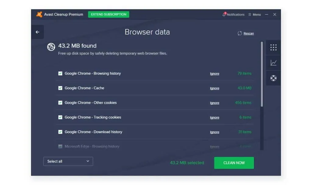 Avast Cleanup Premium Browser Cleaner