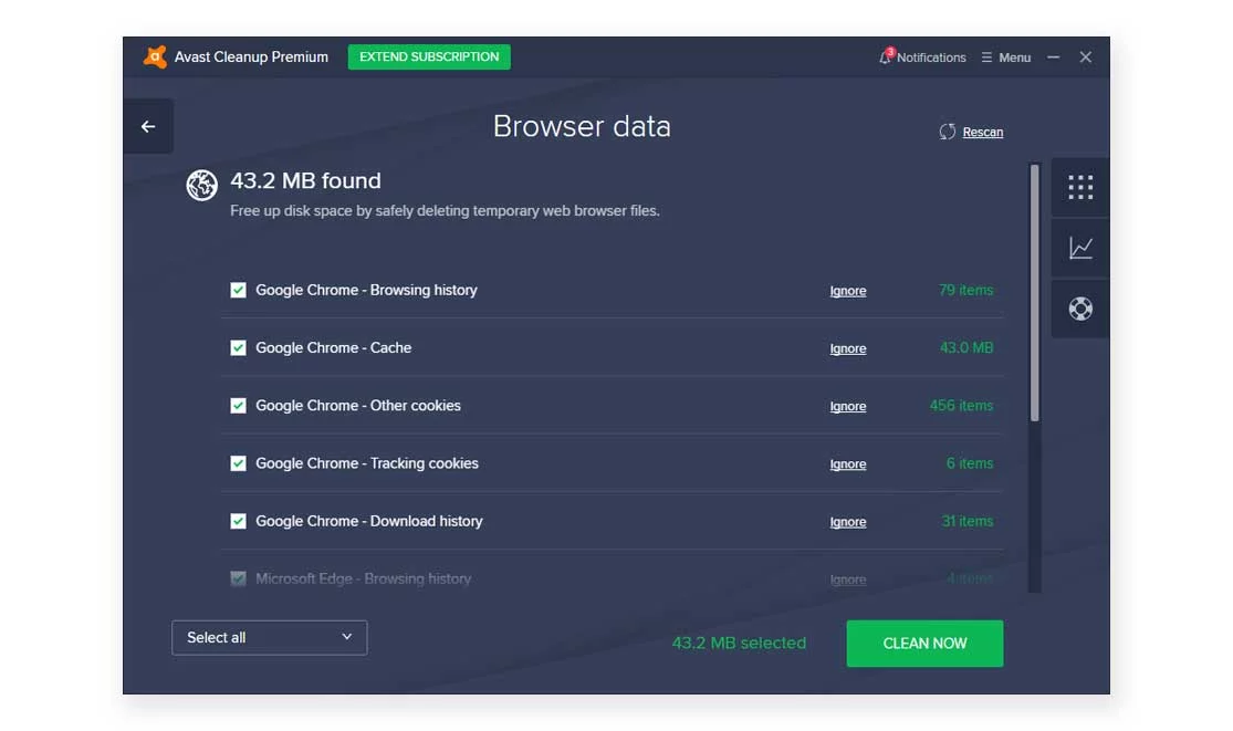 Avast Cleanup Premium Browser Cleaner