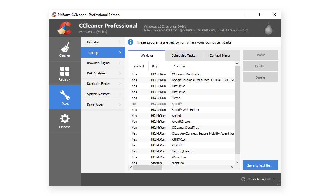 Ccleaner Disable Unnecessary Startup Programs