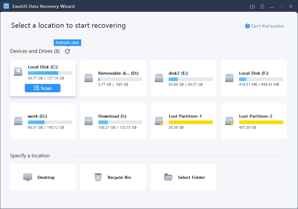 Scan & Recover Lost Data Step 1: