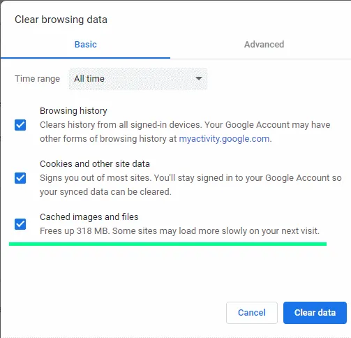 Clear Cache Step 2