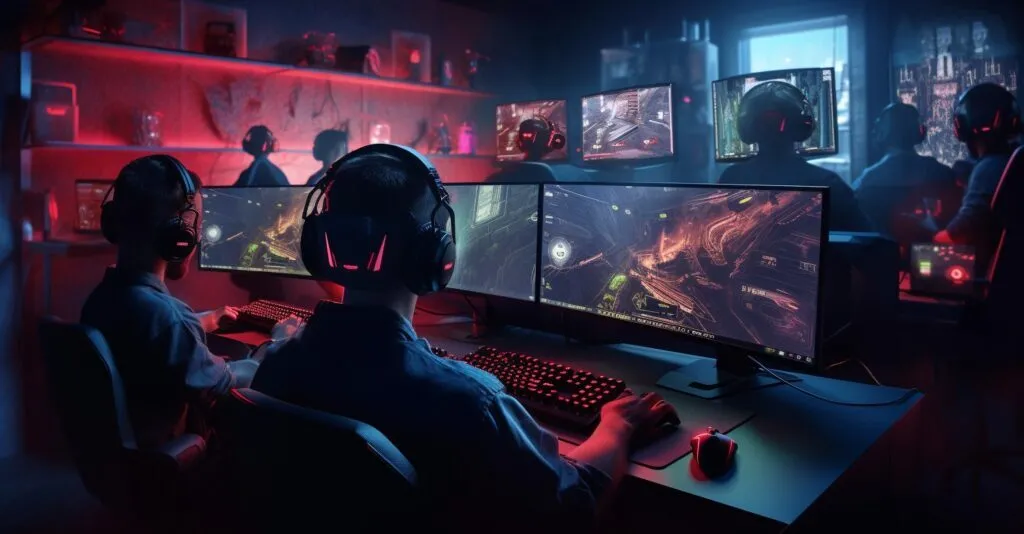 Gamers Playing On High Performance Pcs