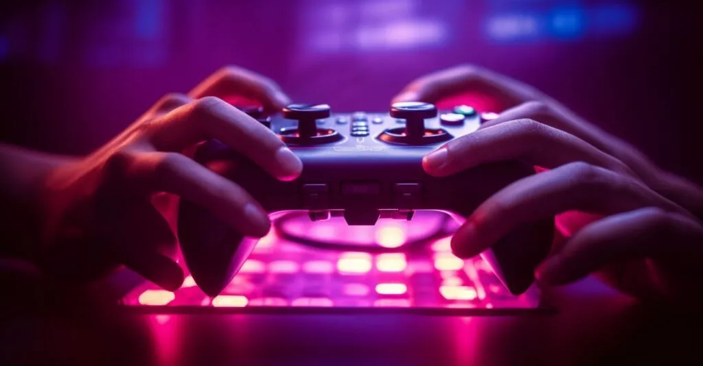 Hands Gripping Game Controller