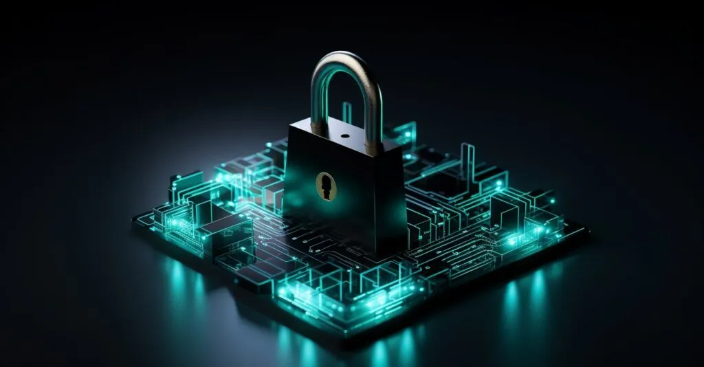 Cybersecurity Concept With Padlock And Shield