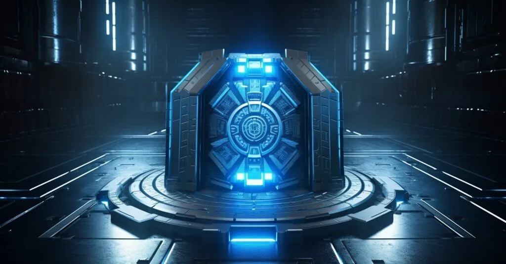 Data Backup Digital Vault With Binary Code
