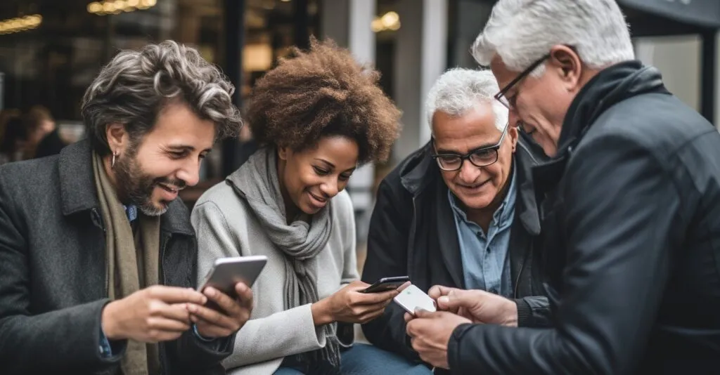 Group Of Diverse People Discussing Phone Scams
