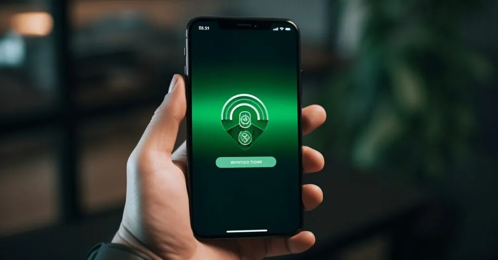 Hand Holding Smartphone With Secure Password Notification
