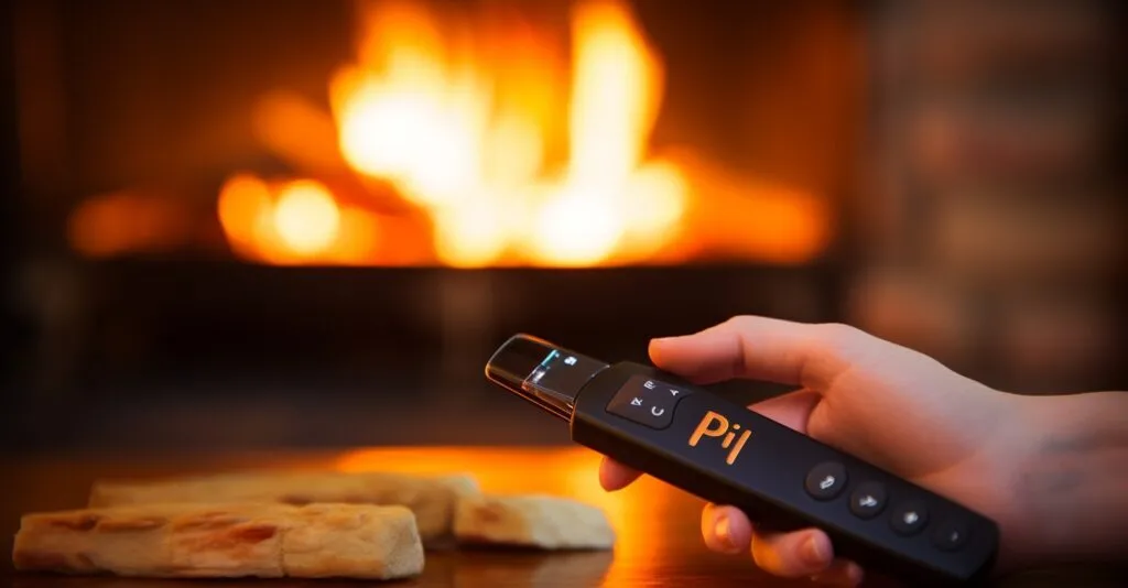 Hands Holding A Firestick With Pia Vpn Logo