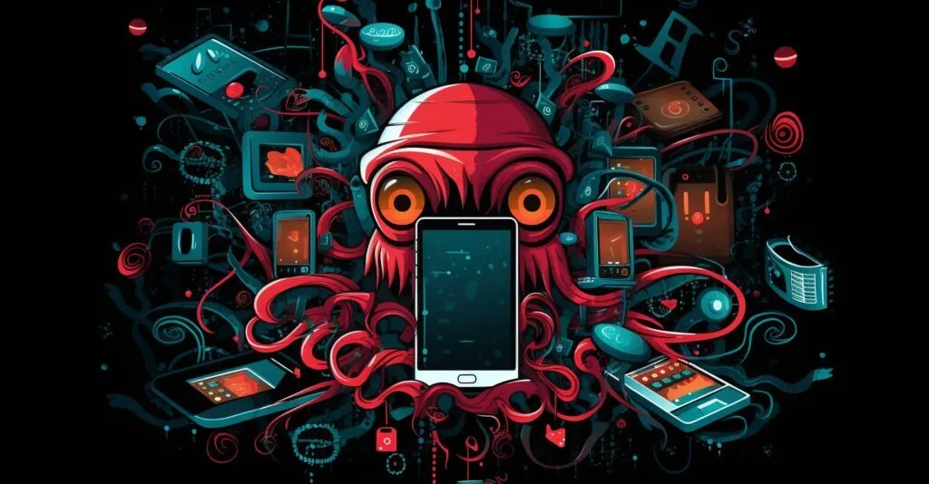 Smartphone Surrounded By Malware