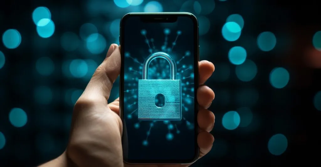 Woman Holding A Smartphone With Secure Lock Image