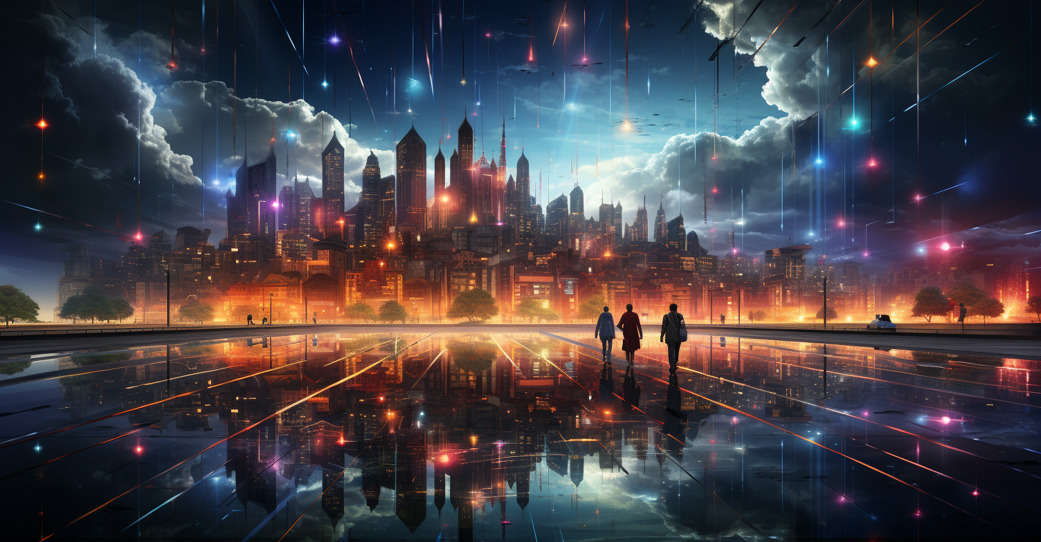 Blockchain Technology Futuristic City Skyline
