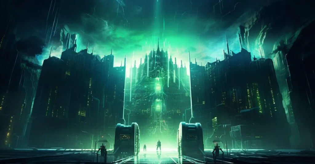 Cybersecurity Concept With A Digital Fortress
