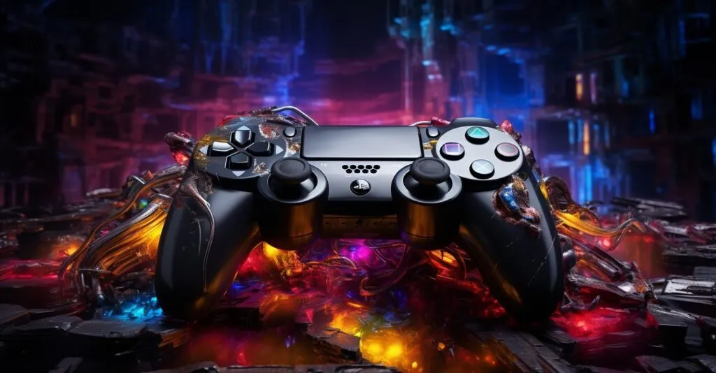 A Ps3 Controller Emerging From Digital Chaos