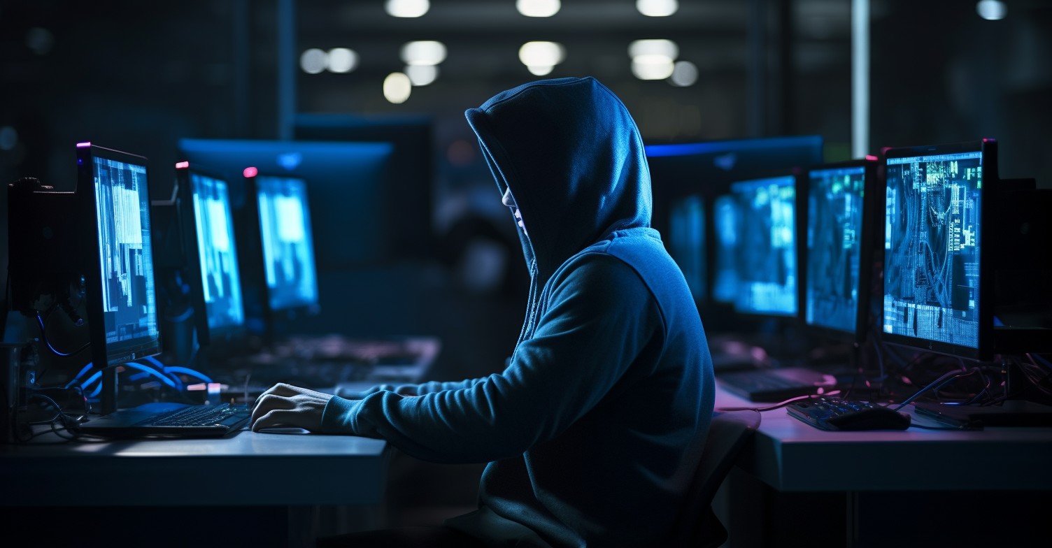Anonymous Hacker In A Hoodie At A Computer