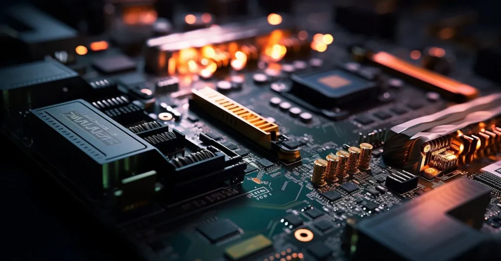 Close Up Of Asic And Gpu Mining Hardware