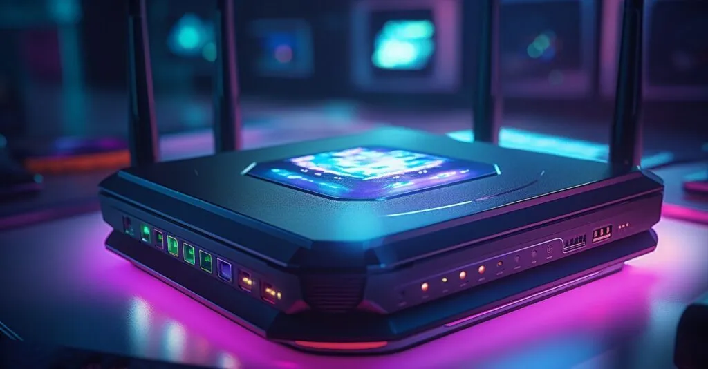 Colorful Wi Fi Router With Glowing Signals