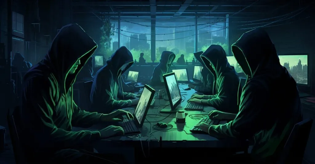 Cybercriminals In A Data Breach Scene