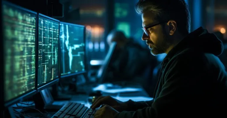 Cybersecurity Expert Analyzing Code