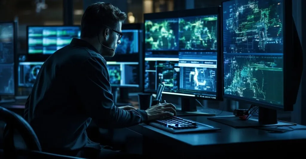 Cybersecurity Expert Monitoring Dark Web Activity