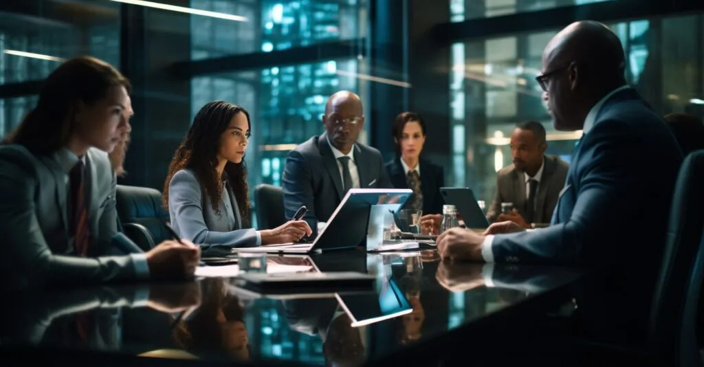 Cybersecurity Team Meeting In A Boardroom