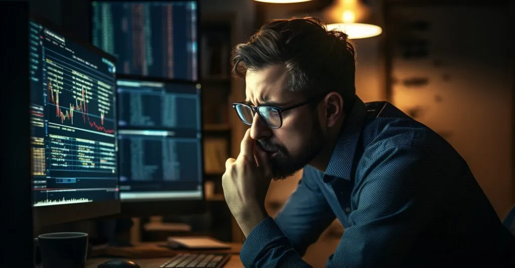Day Trader Reacting To Market Trends