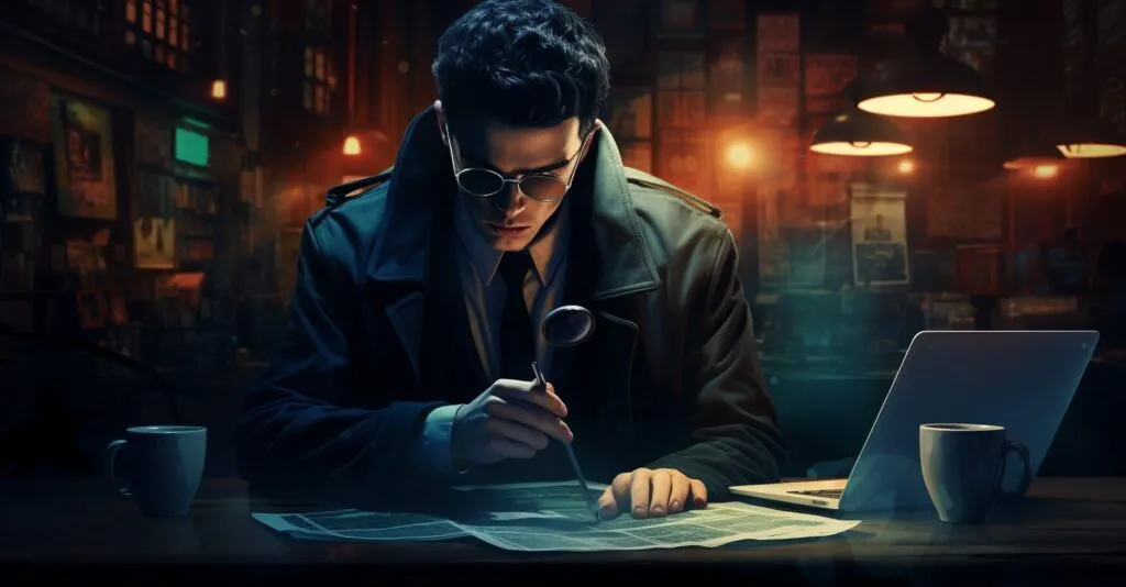Digital Detective On A Laptop, Searching For Bank Accounts