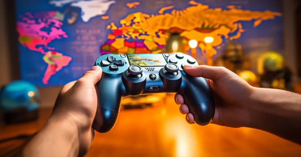 Gamer Playing Worldwide