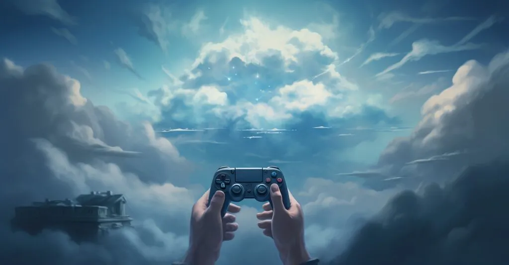 Gamer's Hand Placing Ps4 In Cloud