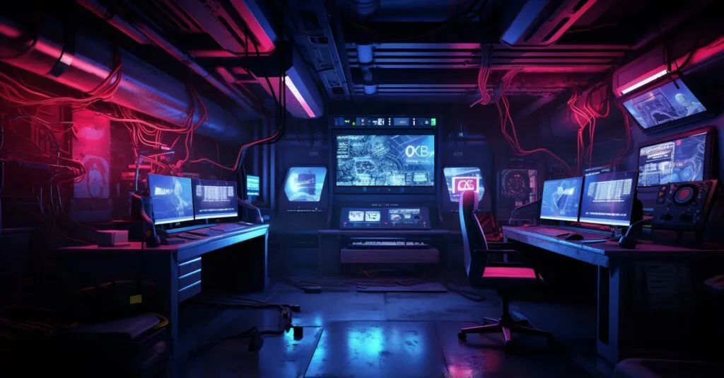Hacker's Lair Cyberpunk Scene