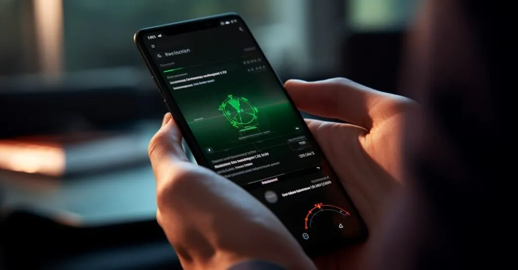 Hand Holding A Smartphone With Antivirus Booster App