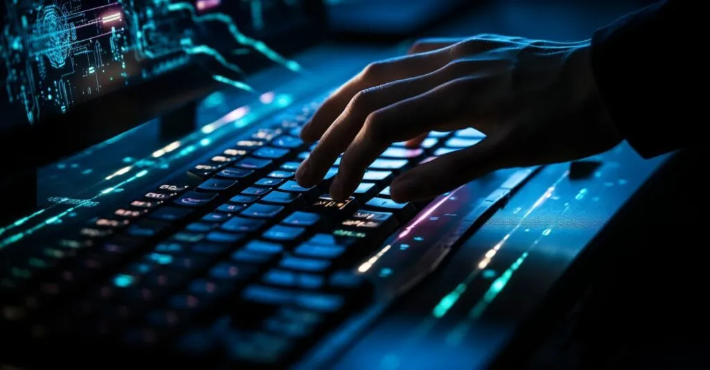Hand Hovering Over A Keyboard